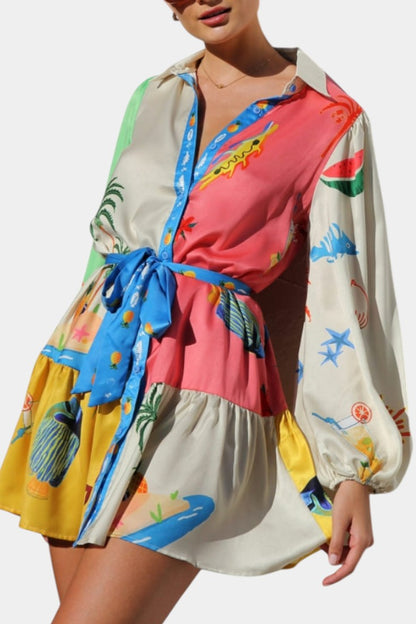 Vestido mini estampado colorido Fallon