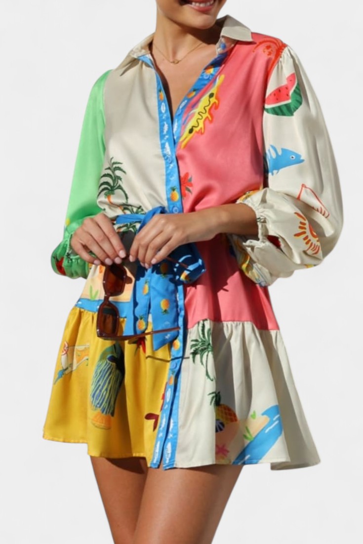 Vestido mini estampado colorido Fallon