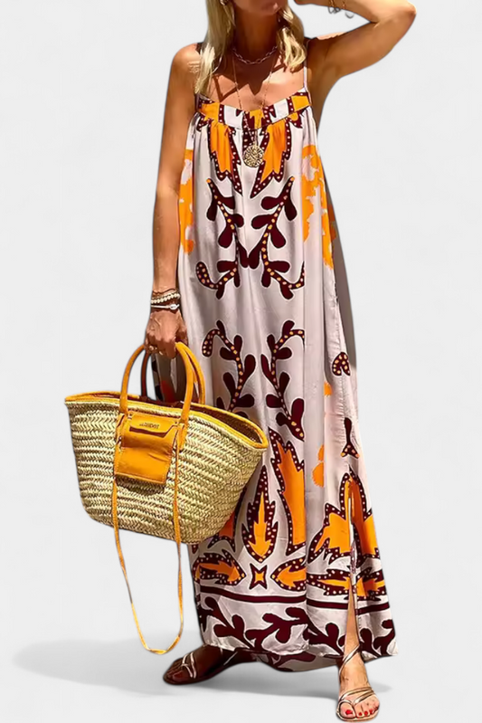 Vestido Wilma estampado tropical espalda descubierta