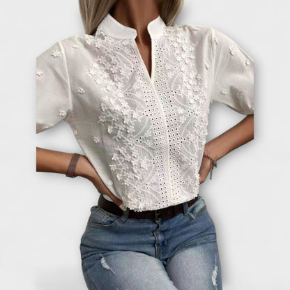 Camisa de verano para mujer con bordado floral