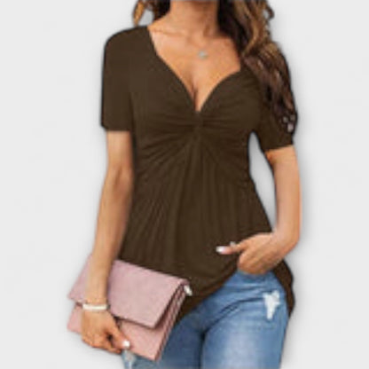 Camiseta con cuello en V para mujer cómoda y elegante