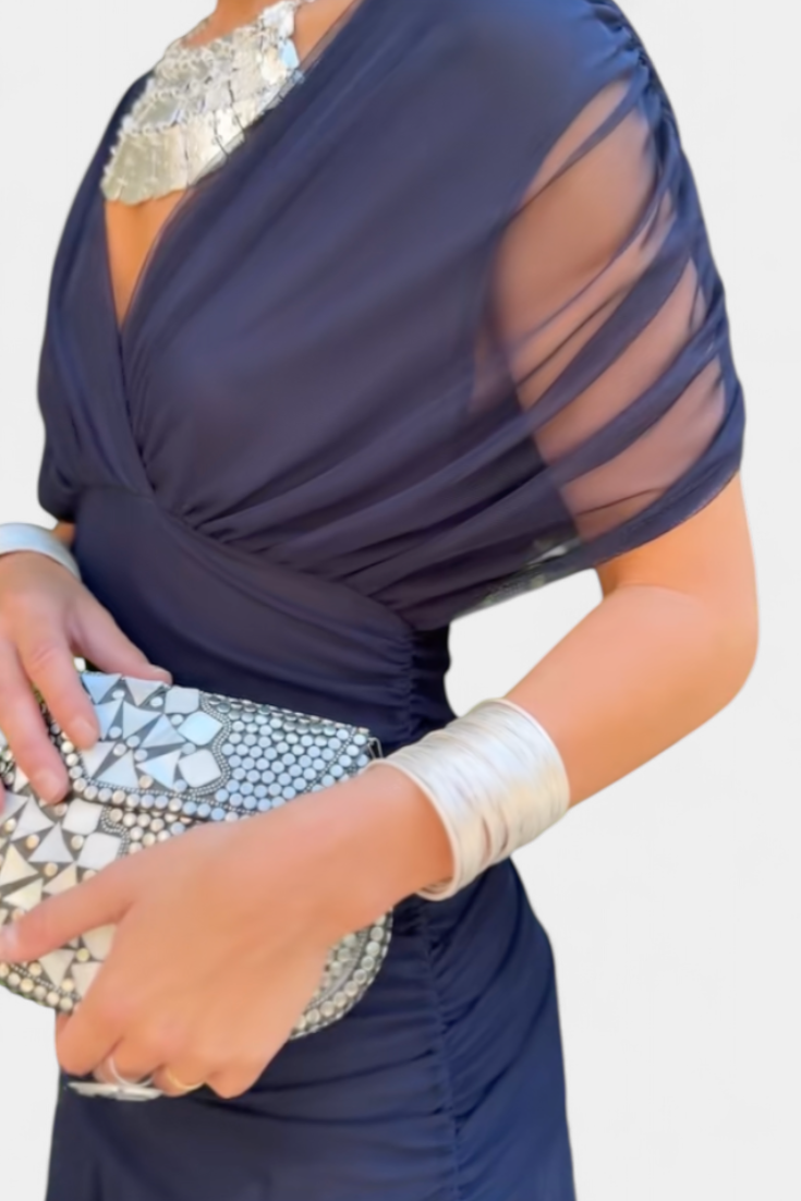 Vestido largo Alondra con estampado floral fantasía y escote en V