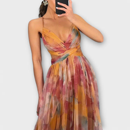 Vestido maxi elegante de malla ligera