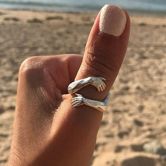 Anillo ajustable de abrazo en plata de alta calidad