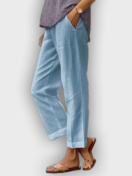 Pantalones de algodón y lino cómodos transpirables con ajuste holgado