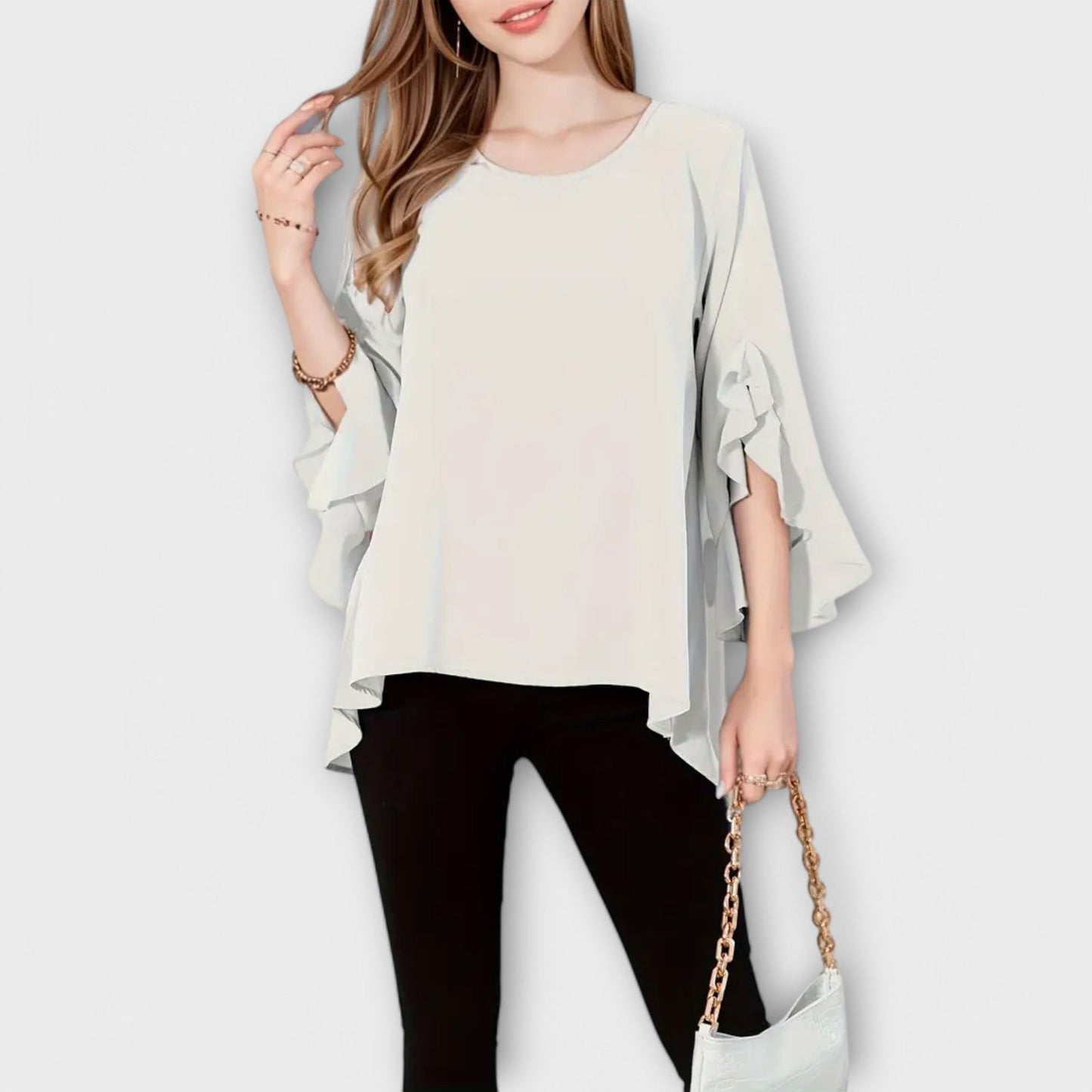 Camisa primaveral perfecta con cuello redondo