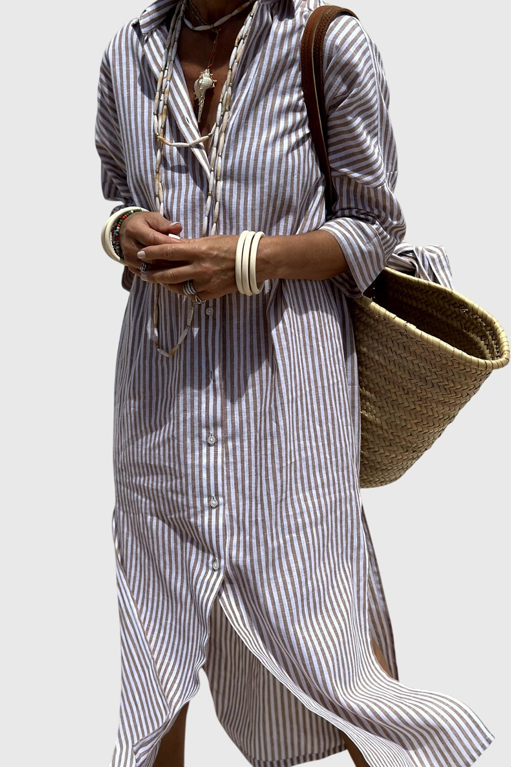 Vestidos camiseros elegantes a rayas