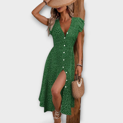 Vestido midi elegante con lunares