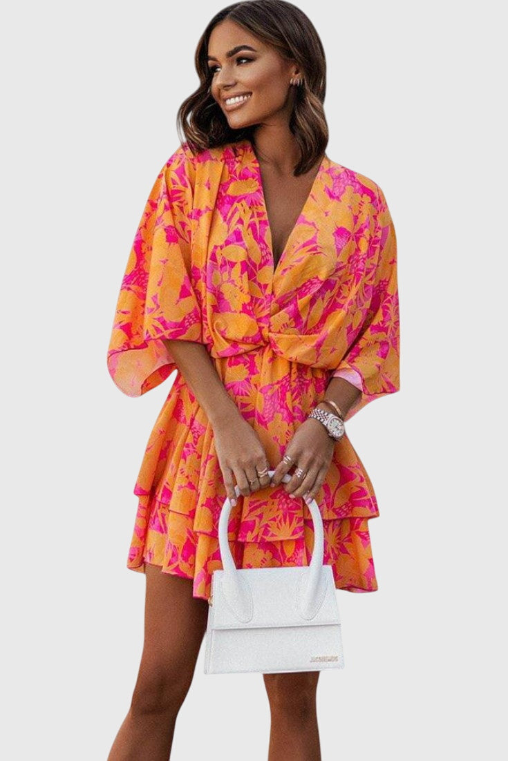 Vestido Eliza mini con nudo frontal y detalles