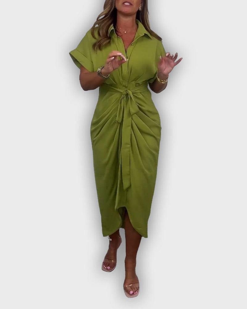 Vestido Catherine elegante con cintura fruncida