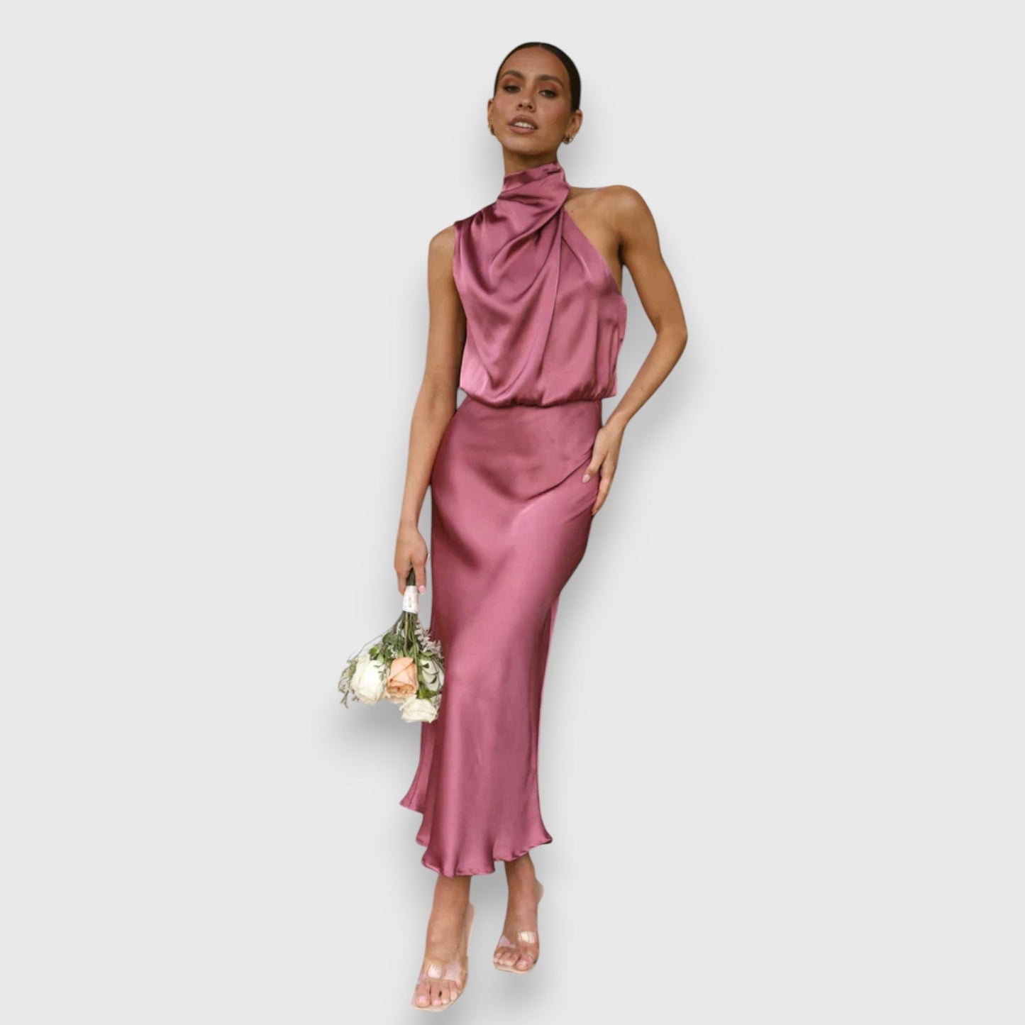 Vestido Zenaida elegante de mujer midi