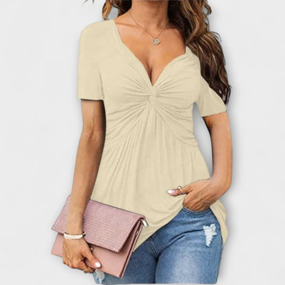 Camiseta con cuello en V para mujer cómoda y elegante