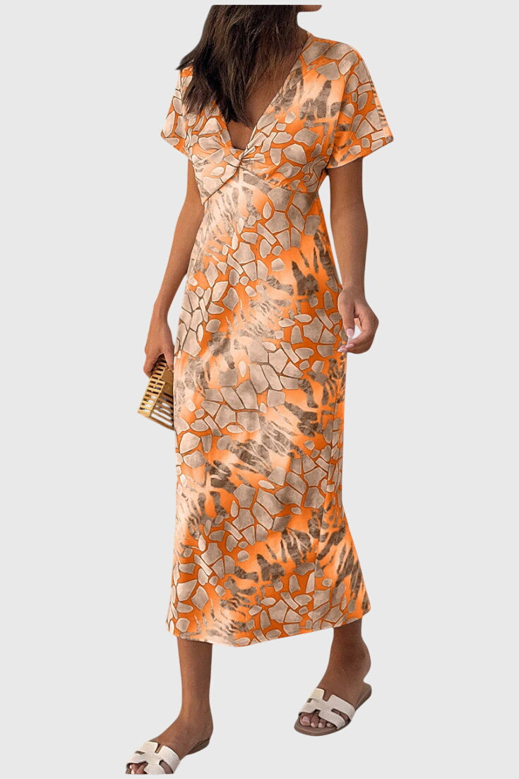 Vestidos con estampado abstracto y escote en V