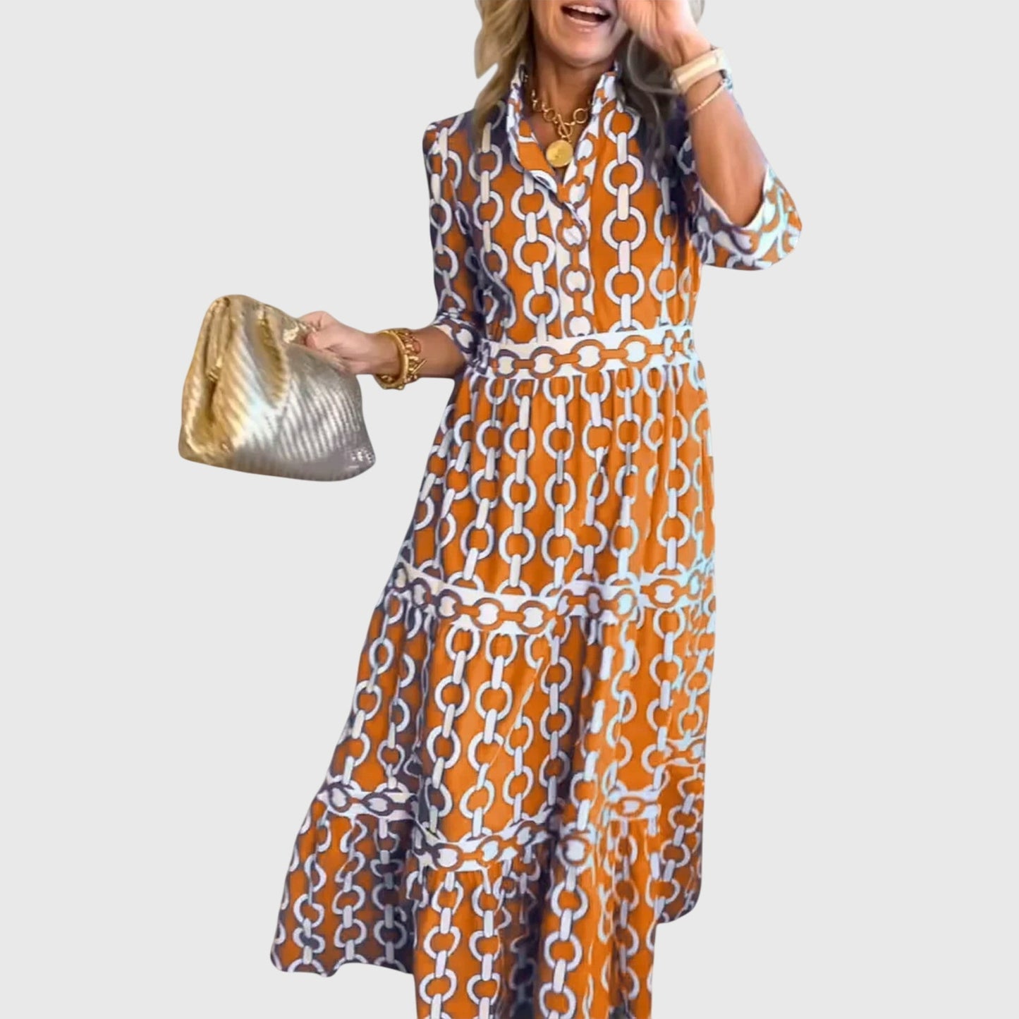 Vestidos midi con estampado de cadena