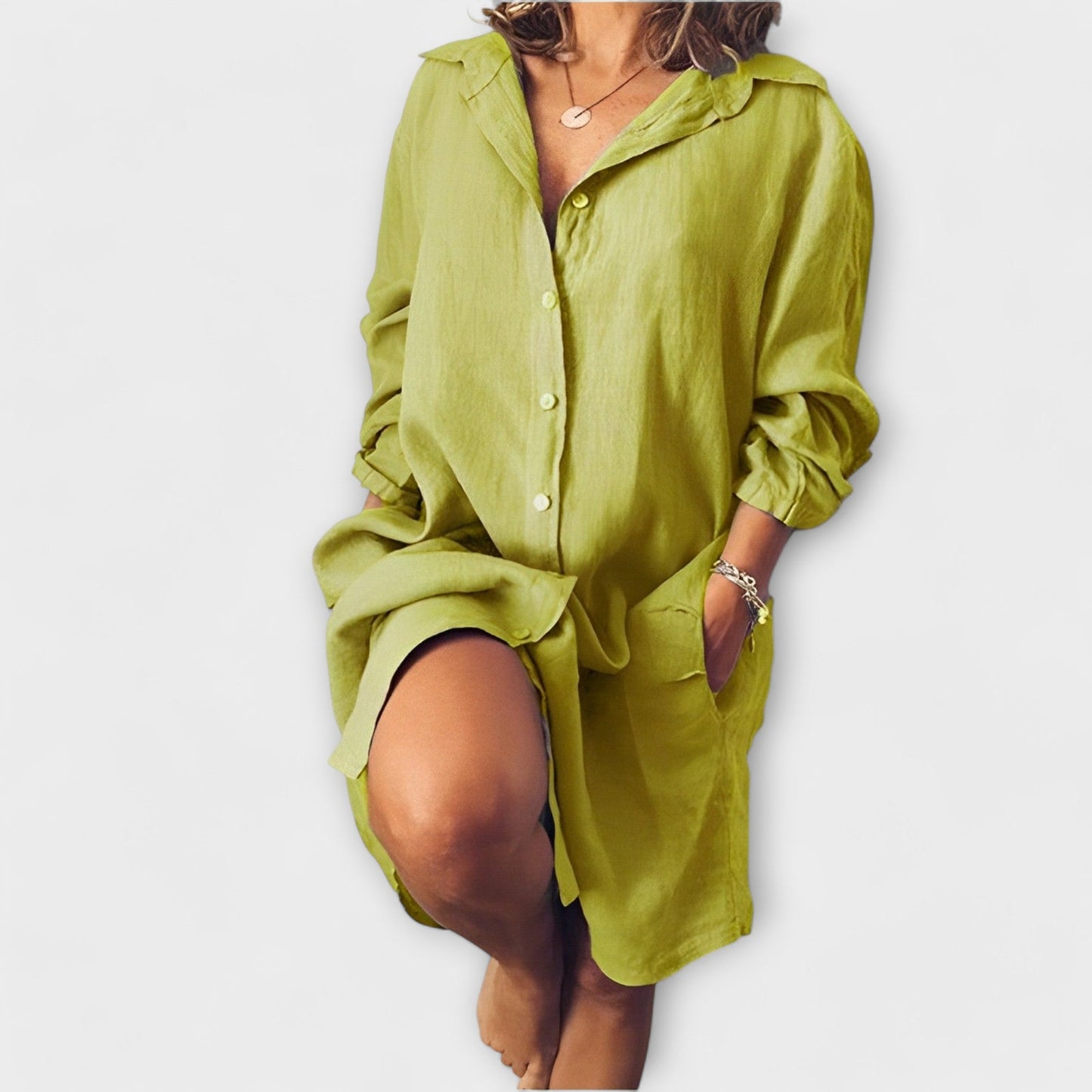 Camisa de lino casual para mujer elegante y cómoda