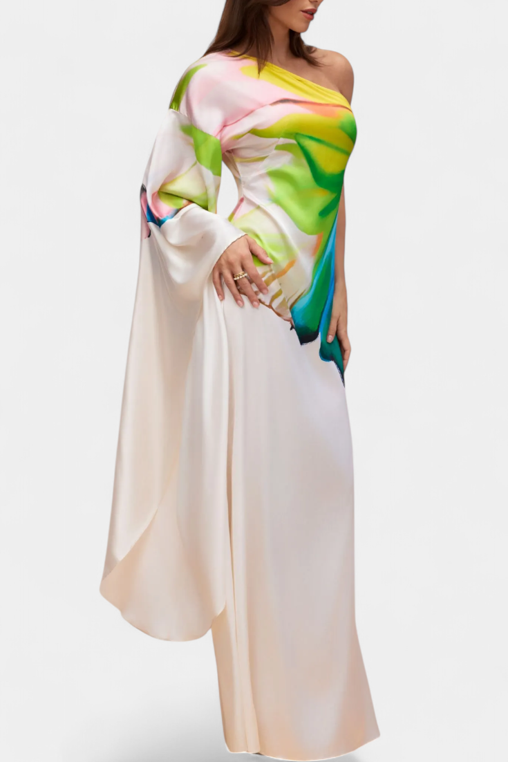 Vestidos Braille de largo asimétrico con una sola manga