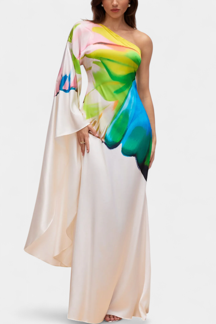 Vestidos Braille de largo asimétrico con una sola manga