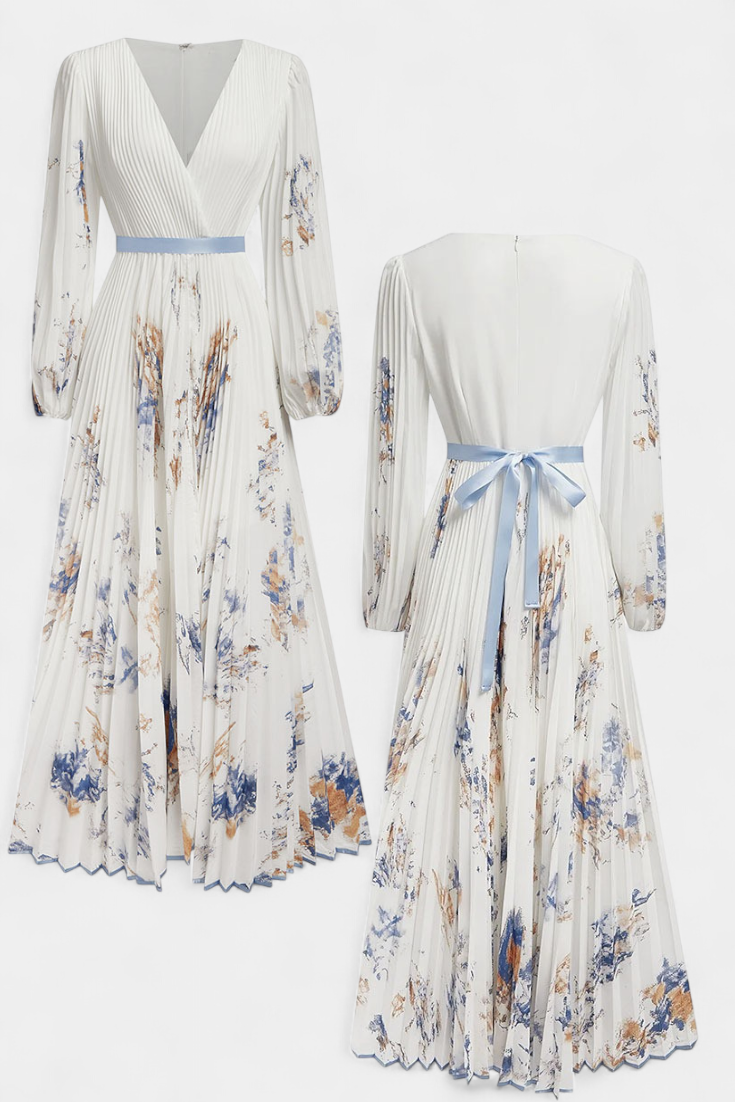 Vestido largo Phaedra de gasa con mangas abullonadas