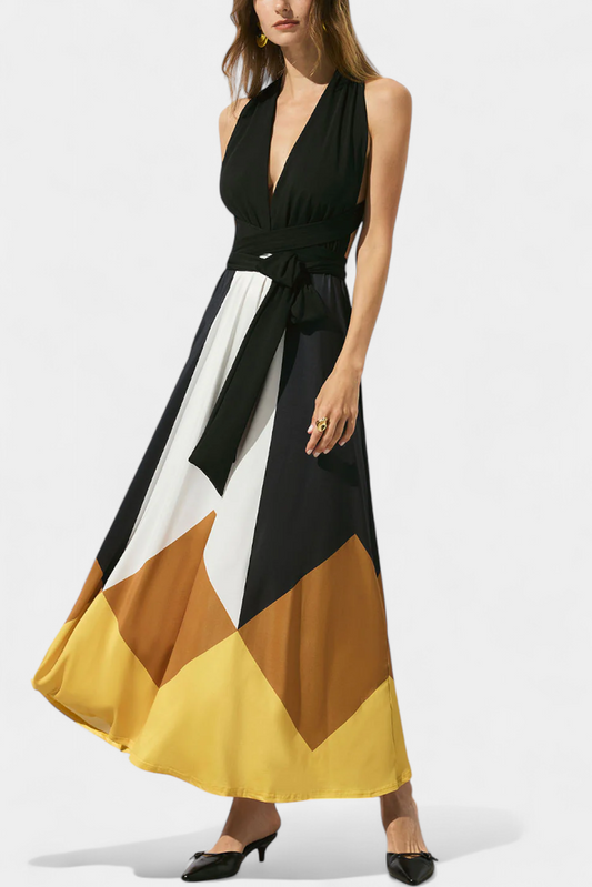 Vestido Naba polimórfico largo con espalda descubierta y silueta multifuncional