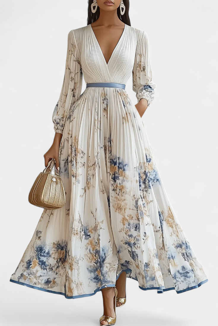 Vestido largo Phaedra de gasa con mangas abullonadas