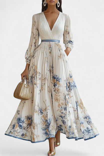 Vestido largo Phaedra de gasa con mangas abullonadas