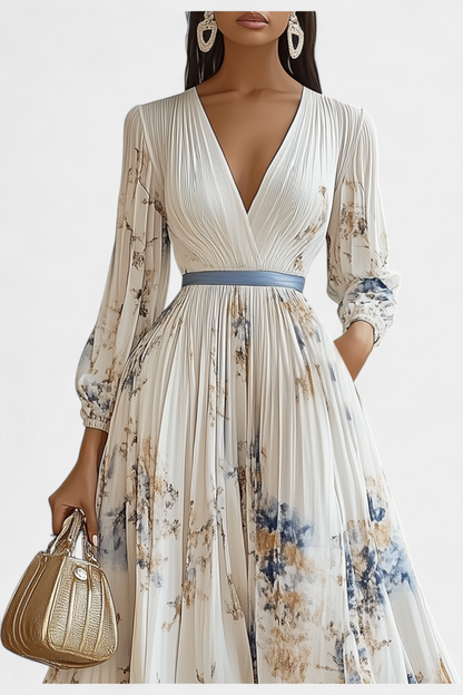 Vestido largo Phaedra de gasa con mangas abullonadas