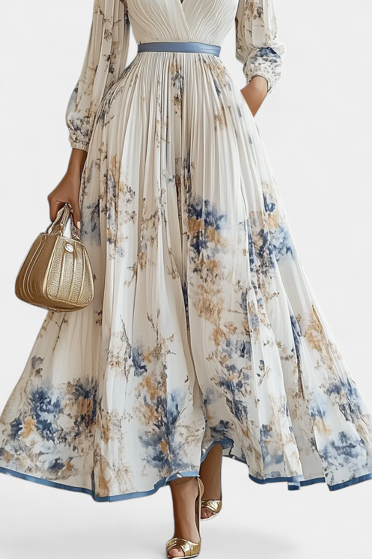 Vestido largo Phaedra de gasa con mangas abullonadas