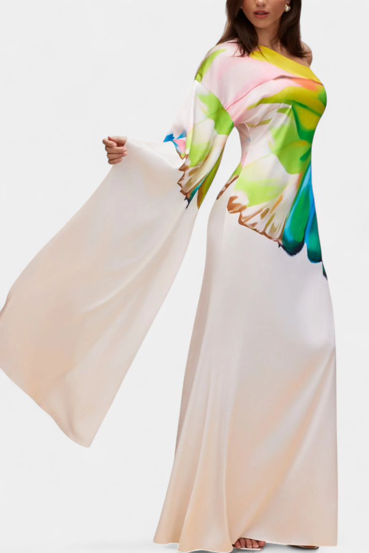 Vestidos Braille de largo asimétrico con una sola manga