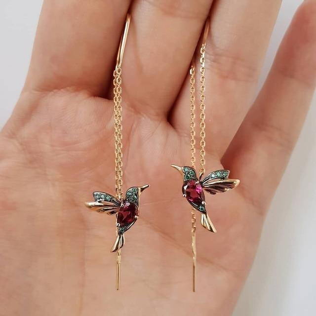 Joyería colibrí con esmalte y circonitas