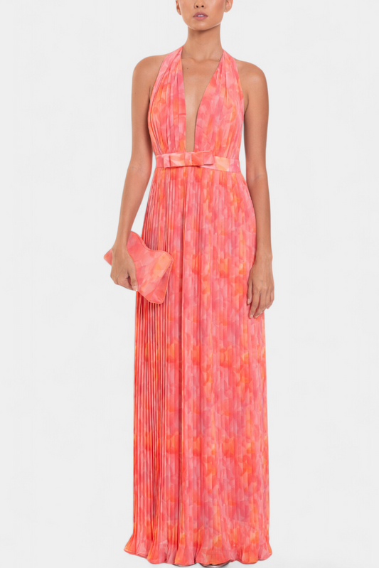 Vestido maxi Frisco con espalda descubierta y hombro al aire