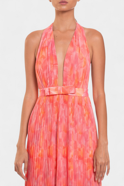 Vestido maxi Frisco con espalda descubierta y hombro al aire