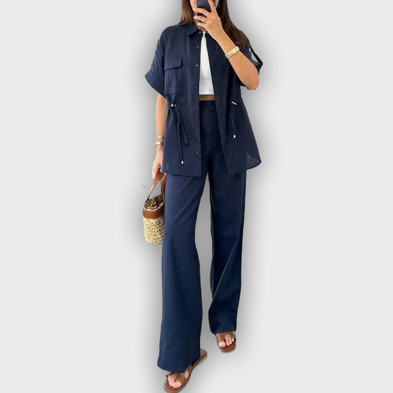 Conjunto de trabajo casual para mujer con cordón ajustable