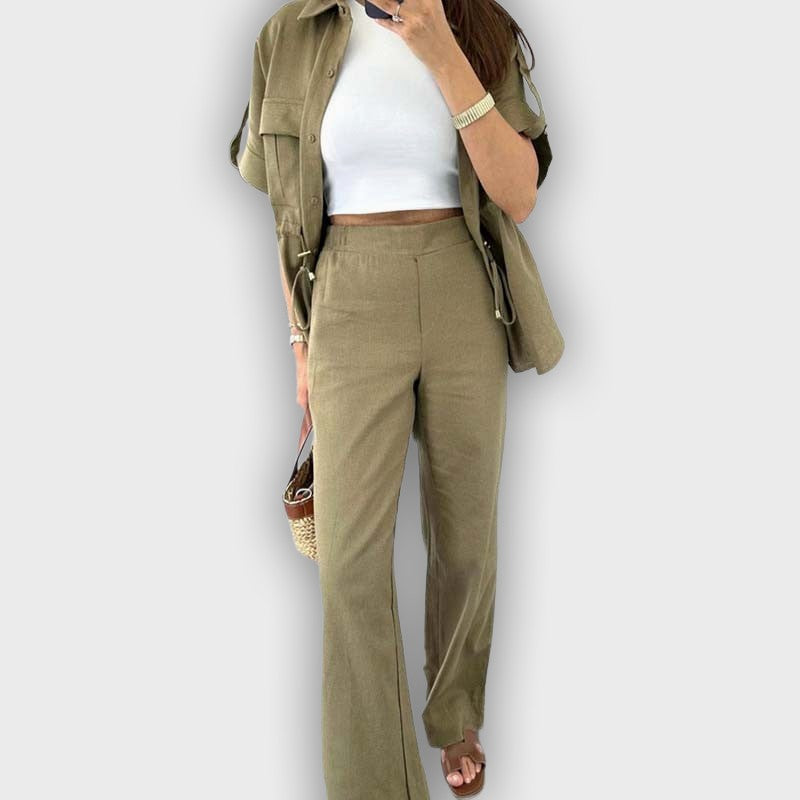 Conjunto de trabajo casual para mujer con cordón ajustable