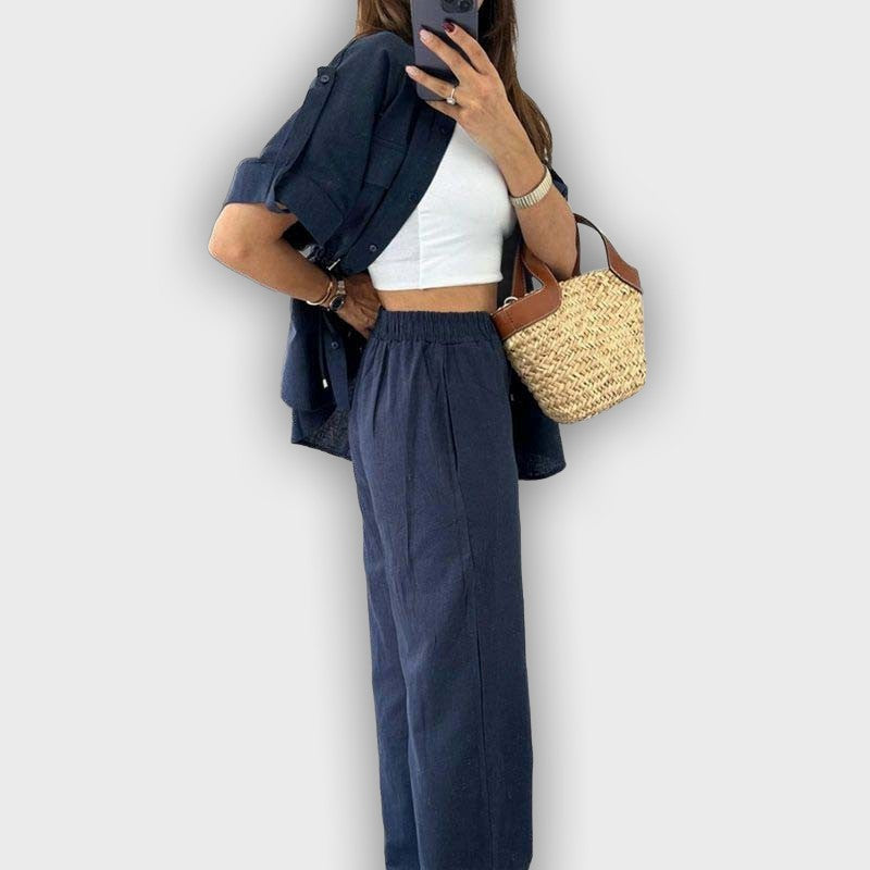 Conjunto de trabajo casual para mujer con cordón ajustable