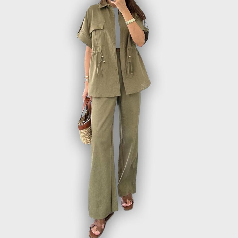 Conjunto de trabajo casual para mujer con cordón ajustable