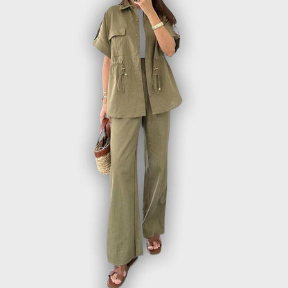 Conjunto de trabajo casual para mujer con cordón ajustable