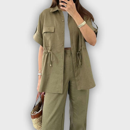 Conjunto de trabajo casual para mujer con cordón ajustable