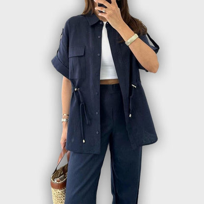 Conjunto de trabajo casual para mujer con cordón ajustable