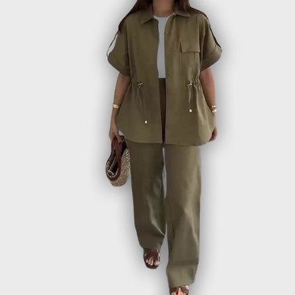 Conjunto de trabajo casual para mujer con cordón ajustable