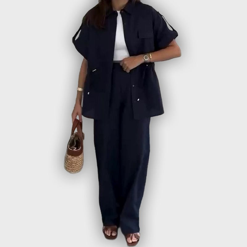 Conjunto de trabajo casual para mujer con cordón ajustable