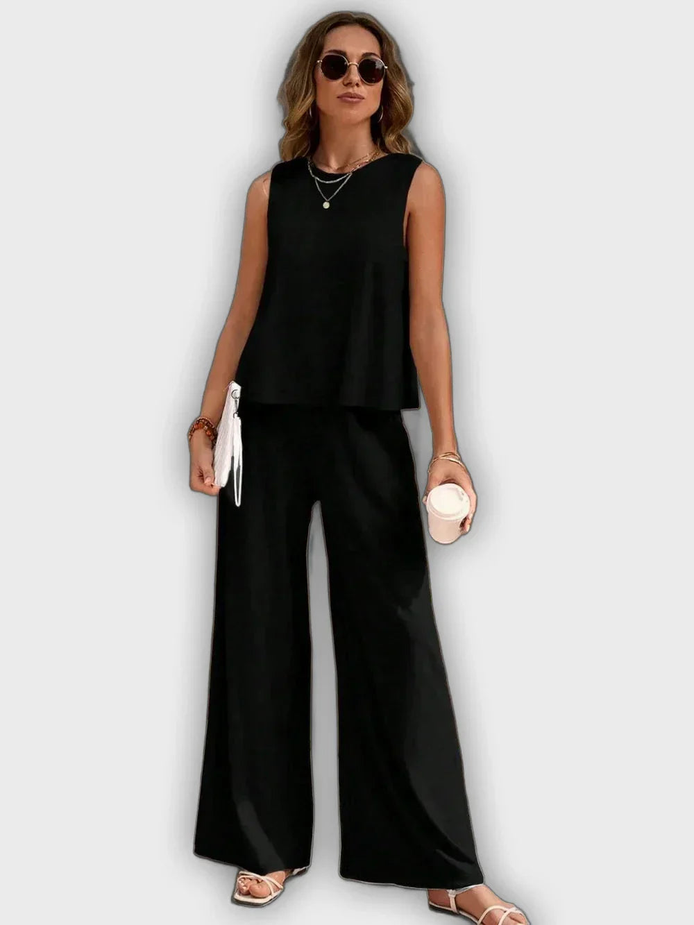 Conjunto de dos piezas para mujer camiseta y pantalones de verano